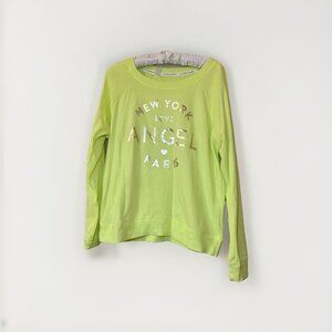 VictoriasSecret Womens soft Lime Green Sweatshirt Size Large Silver Angel
